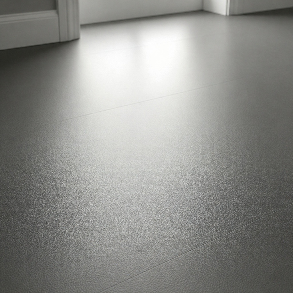 Grauer Linoleumboden mit matter Oberfläche – pflegeleicht, langlebig und umweltfreundlich.
